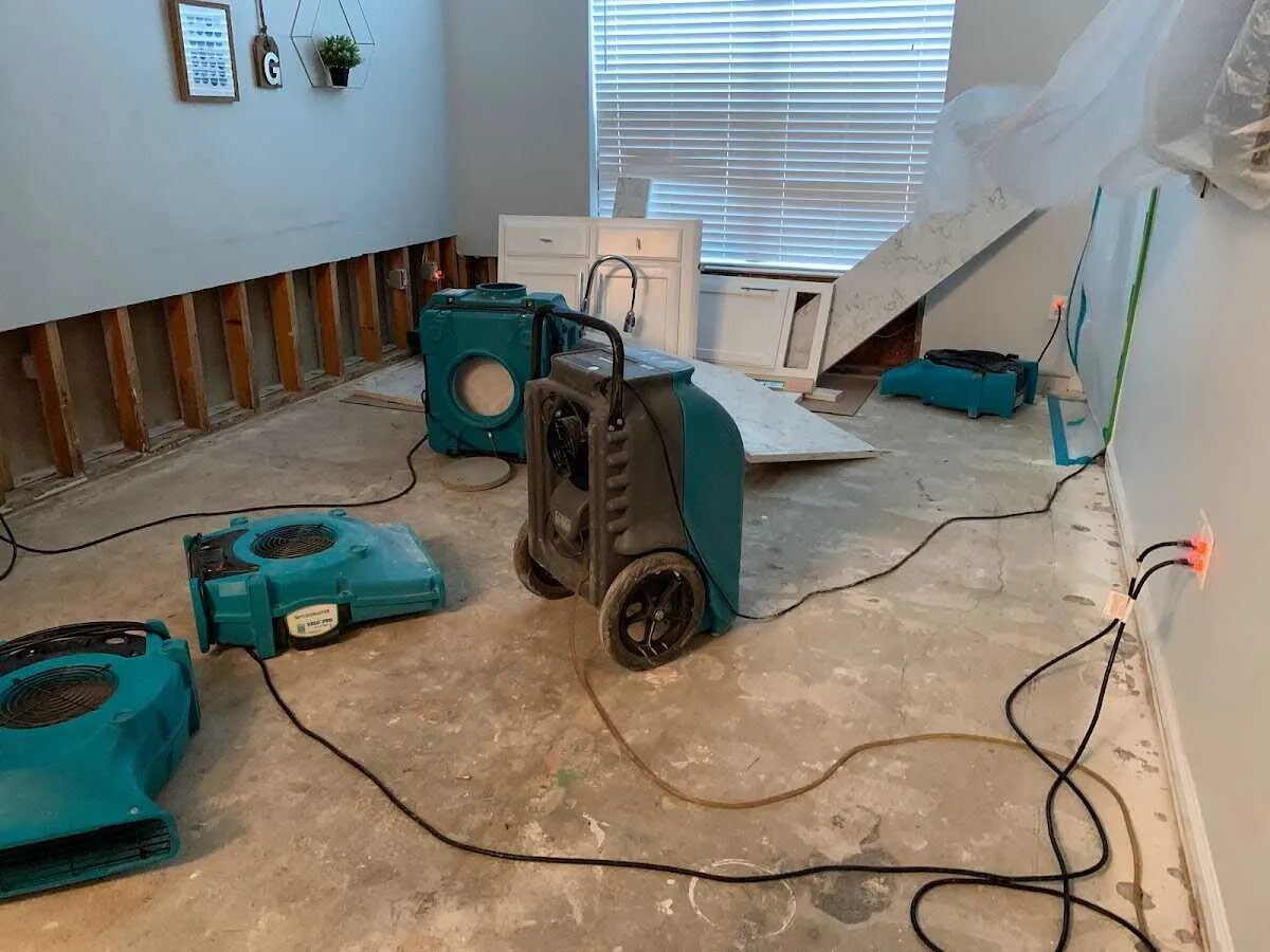 Dehumidifier in flood-cut room for Water Damage Restoration in Rolling Hills Estates